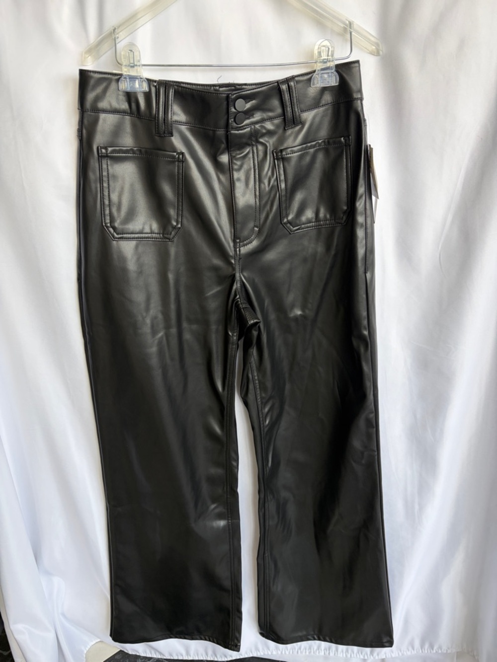 Tinseltown Faux Leather Wide-Leg High Rise Cargo Pants Juniors Size 11, 30”x30”